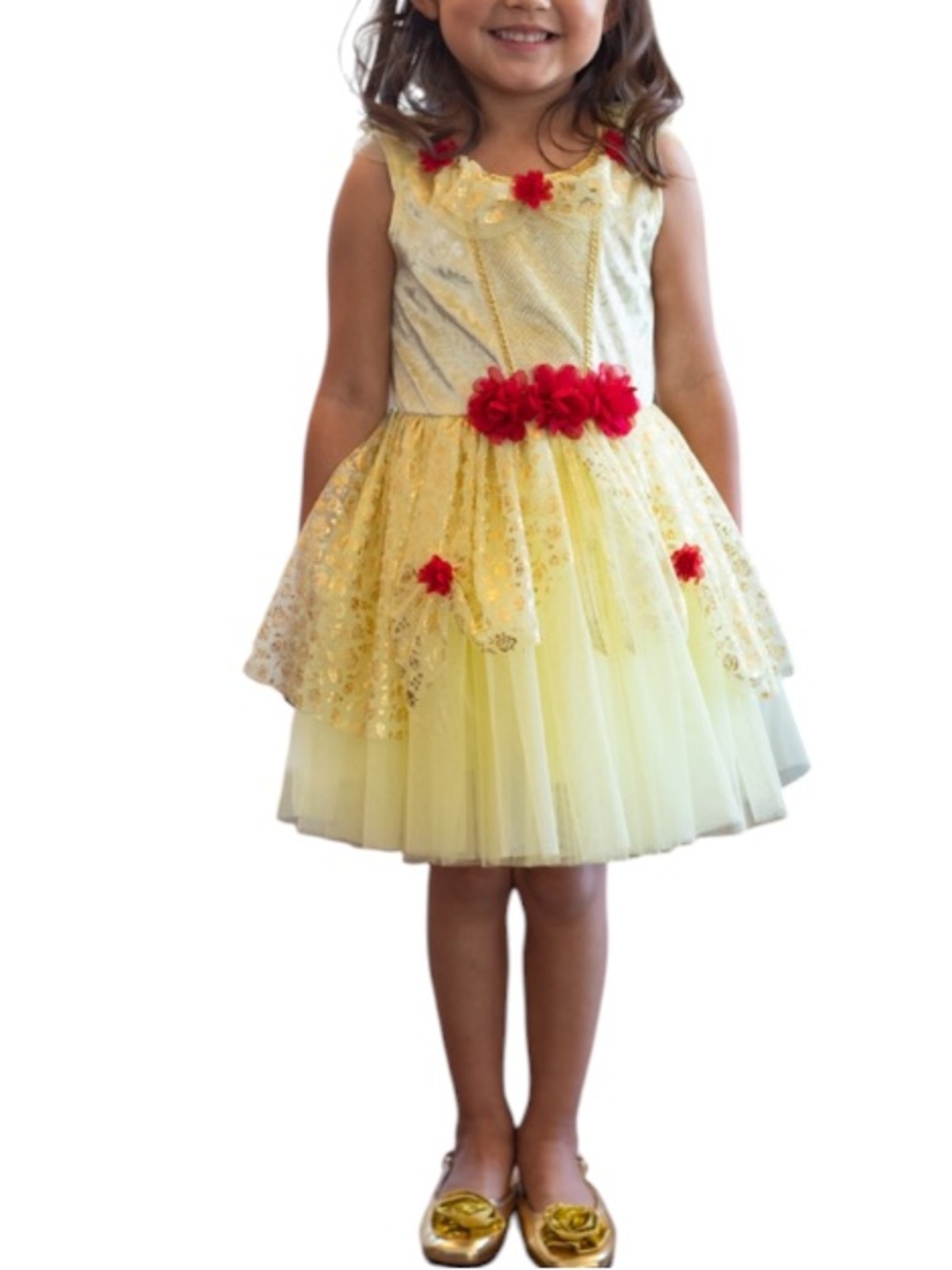 LITTLE ADVENTURES  Yellow Beauty Princess Belle Dress Up Halloween Costume -5-7Y